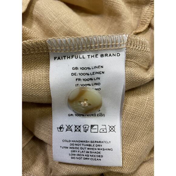 Faithfull The Brand 'Les' Tan Linen Deux Short Size S - Picture 5 of 5